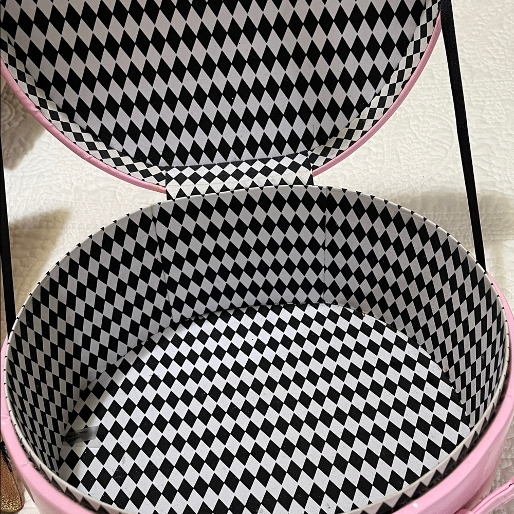 Pink Round Cosmetic/ Storage Box with Black Flower Accent - Picture 5 of 7